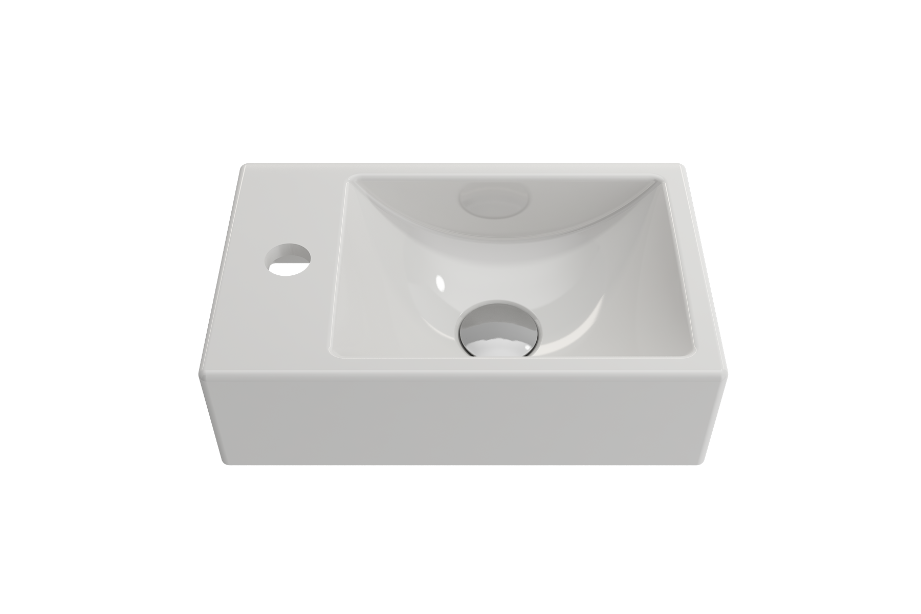 BOCCHI Milano Small 15" Rectangle Wallmount Fireclay Bathroom Sink, White, Single Faucet Hole, 1418-001-0126