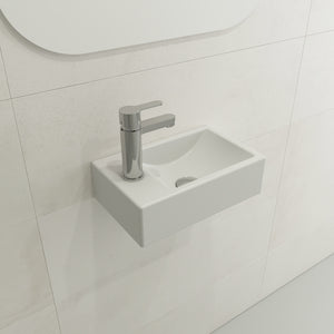 Alternate Image for BOCCHI Milano Small 15" Rectangle Wallmount Fireclay Bathroom Sink, Matte White, Single Faucet Hole, 1418-002-0126