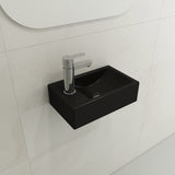 BOCCHI Milano Small 15" Rectangle Wallmount Fireclay Bathroom Sink, Matte Black, Single Faucet Hole, 1418-004-0126