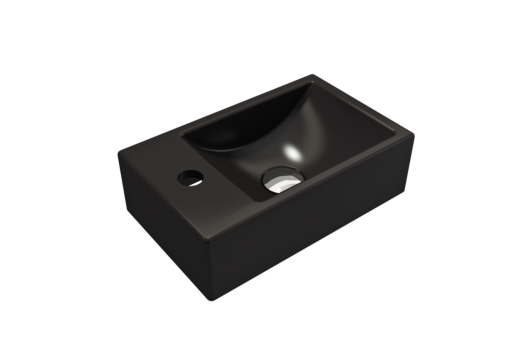 BOCCHI Milano Small 15" Rectangle Wallmount Fireclay Bathroom Sink, Matte Black, Single Faucet Hole, 1418-004-0126