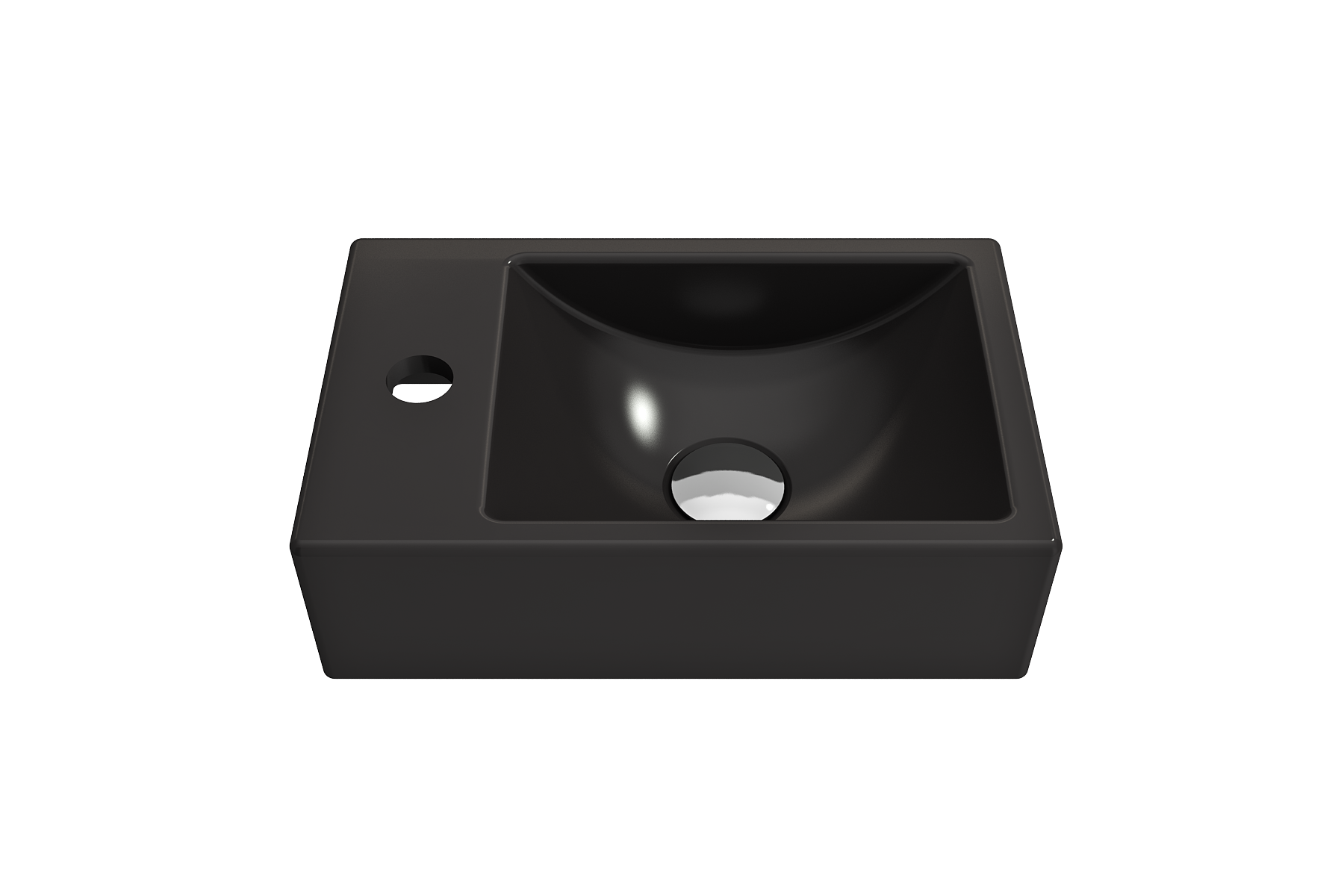 BOCCHI Milano Small 15" Rectangle Wallmount Fireclay Bathroom Sink, Matte Black, Single Faucet Hole, 1418-004-0126
