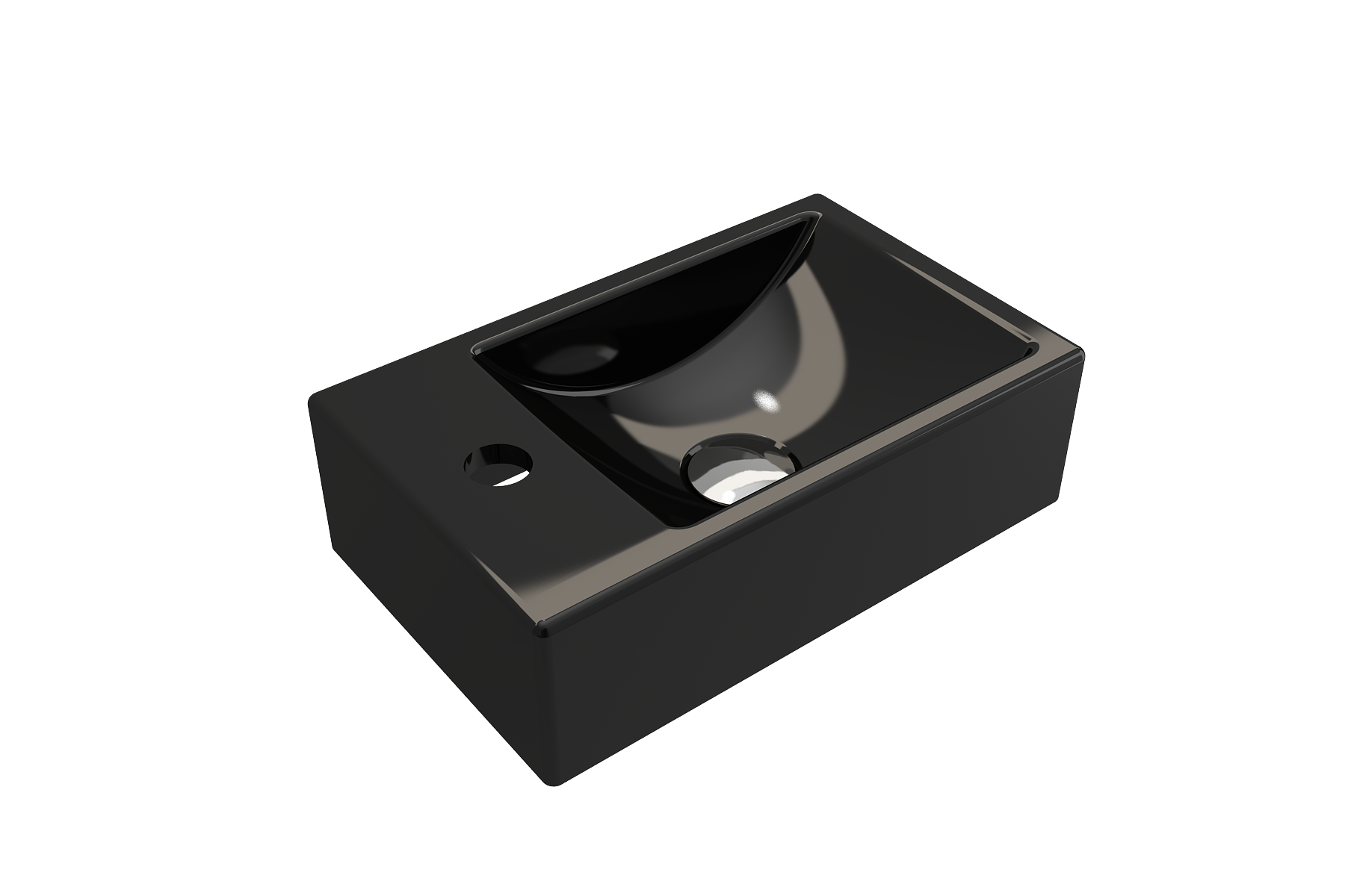 BOCCHI Milano Small 15" Rectangle Wallmount Fireclay Bathroom Sink, Black, Single Faucet Hole, 1418-005-0126
