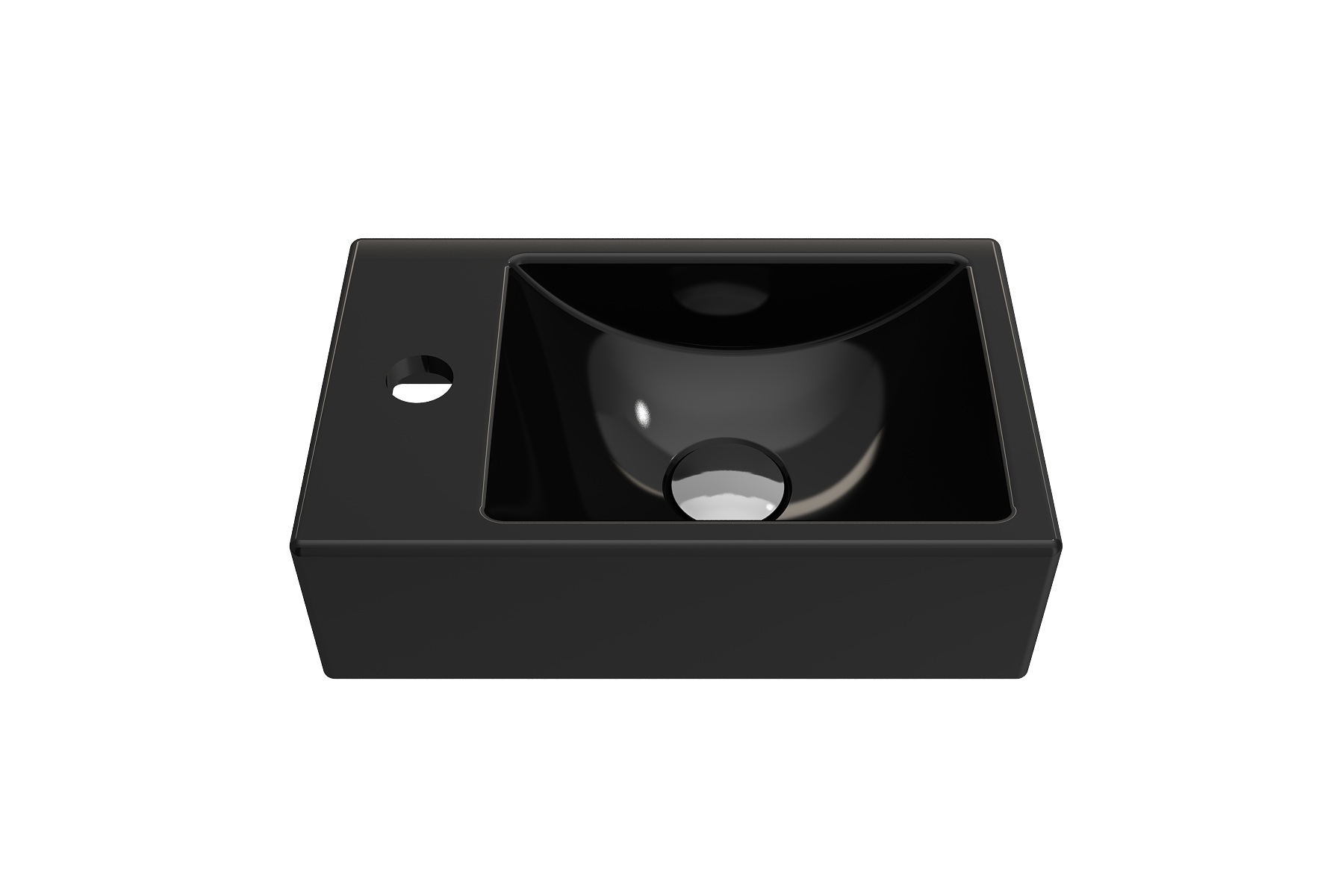 BOCCHI Milano Small 15" Rectangle Wallmount Fireclay Bathroom Sink, Black, Single Faucet Hole, 1418-005-0126