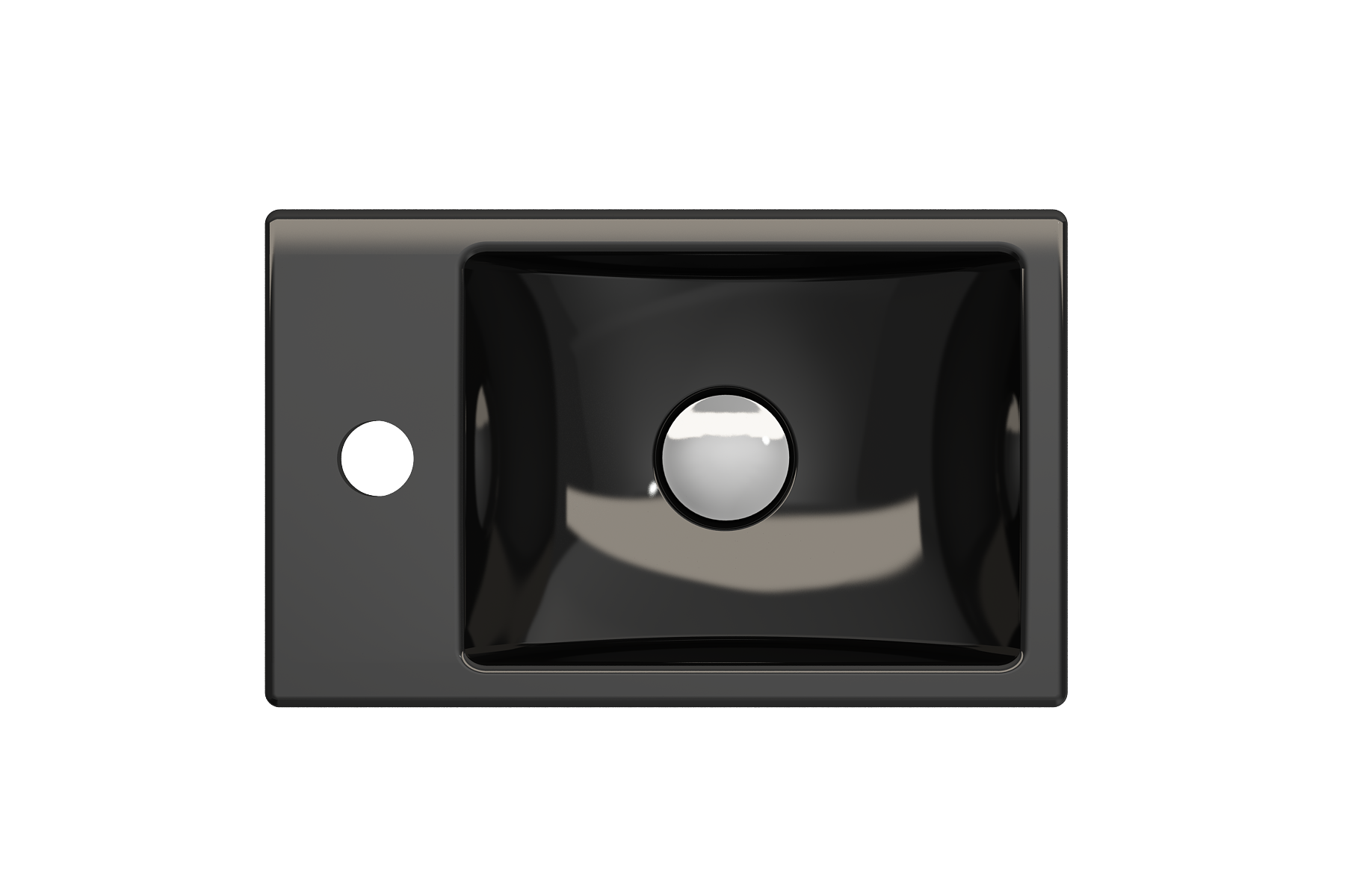 BOCCHI Milano Small 15" Rectangle Wallmount Fireclay Bathroom Sink, Black, Single Faucet Hole, 1418-005-0126