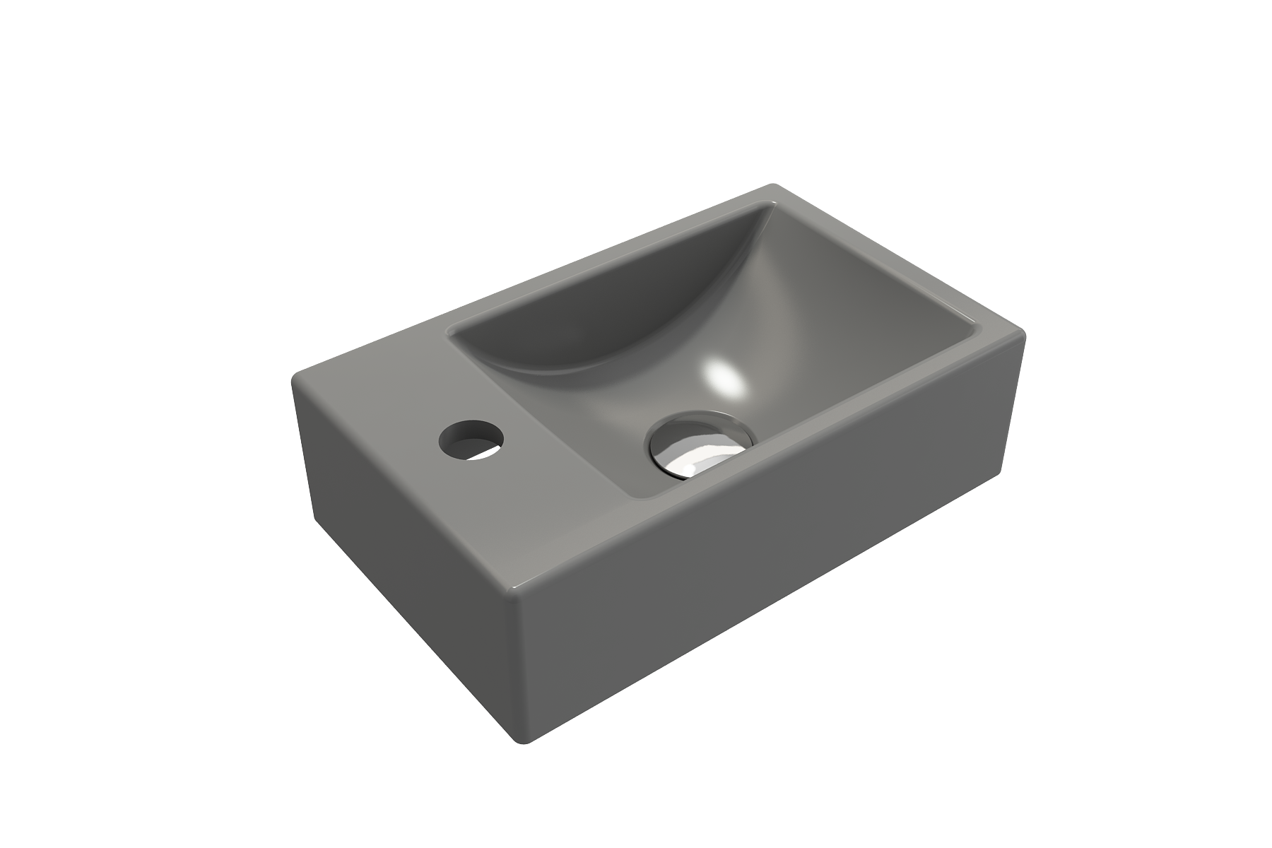 BOCCHI Milano Small 15" Rectangle Wallmount Fireclay Bathroom Sink, Matte Gray, Single Faucet Hole, 1418-006-0126