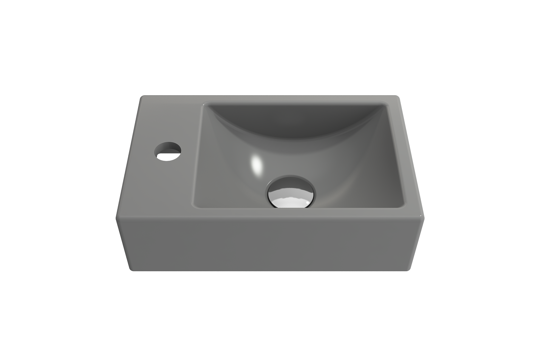 BOCCHI Milano Small 15" Rectangle Wallmount Fireclay Bathroom Sink, Matte Gray, Single Faucet Hole, 1418-006-0126