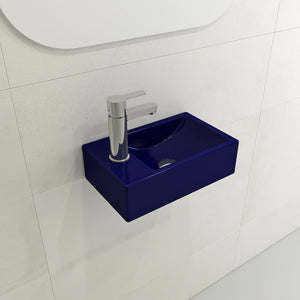 Alternate Image for BOCCHI Milano Small 15" Rectangle Wallmount Fireclay Bathroom Sink, Sapphire Blue, Single Faucet Hole, 1418-010-0126