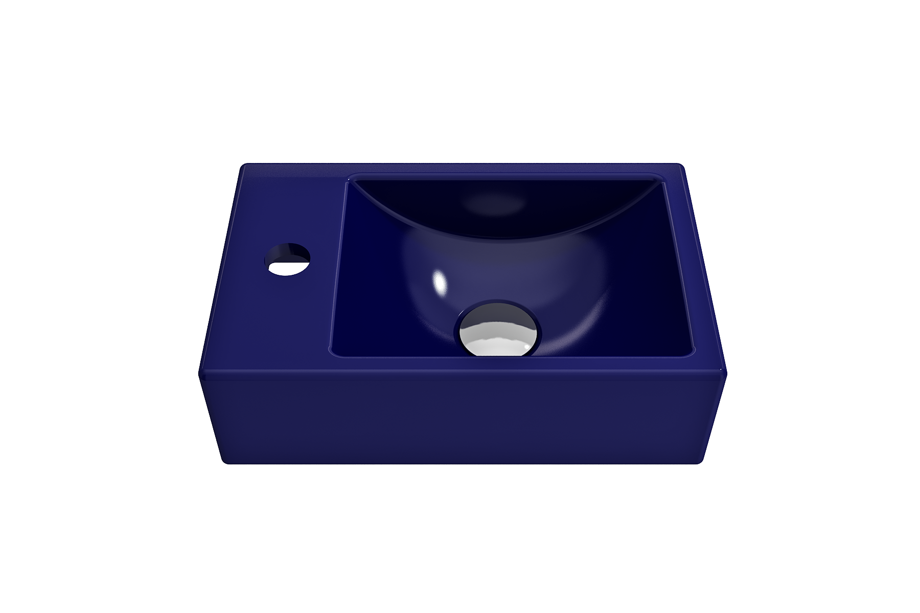 BOCCHI Milano Small 15" Rectangle Wallmount Fireclay Bathroom Sink, Sapphire Blue, Single Faucet Hole, 1418-010-0126