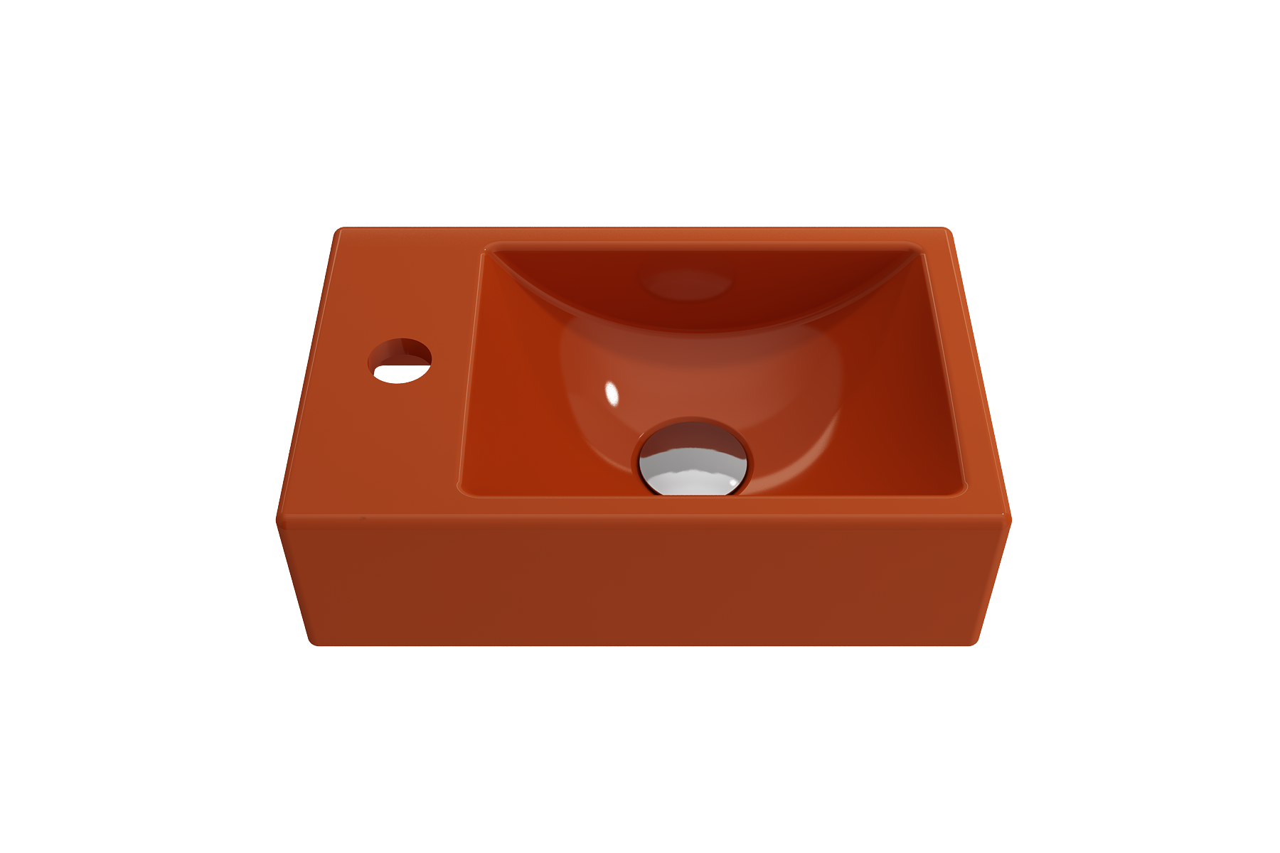 BOCCHI Milano Small 15" Rectangle Wallmount Fireclay Bathroom Sink, Orange, Single Faucet Hole, 1418-012-0126