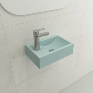 Alternate Image for BOCCHI Milano 15" Small Rectangle Wallmount Fireclay Bathroom Sink, Matte Ice Blue, Single Faucet Hole, 1418-029-0126