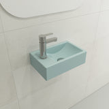 BOCCHI Milano 15" Small Rectangle Wallmount Fireclay Bathroom Sink, Matte Ice Blue, Single Faucet Hole, 1418-029-0126