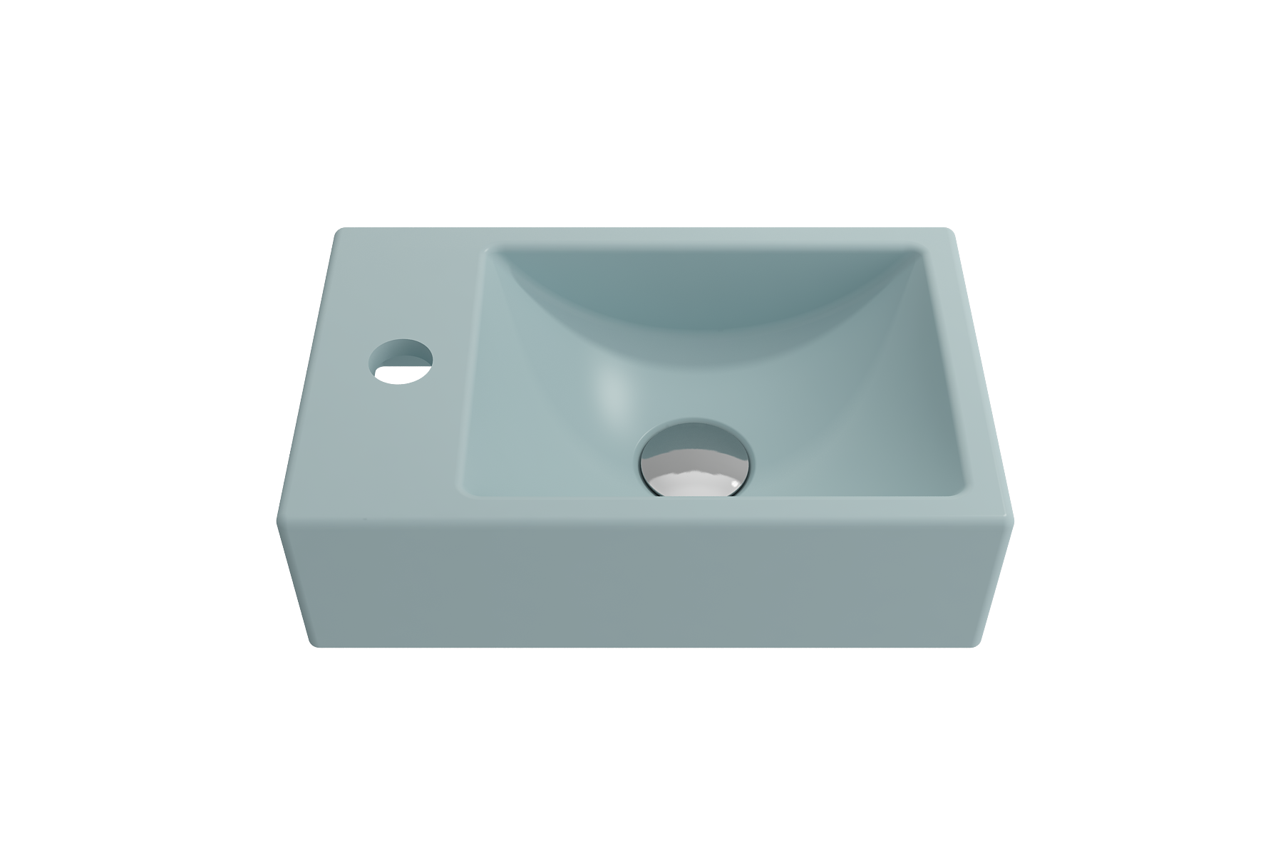 BOCCHI Milano 15" Small Rectangle Wallmount Fireclay Bathroom Sink, Matte Ice Blue, Single Faucet Hole, 1418-029-0126