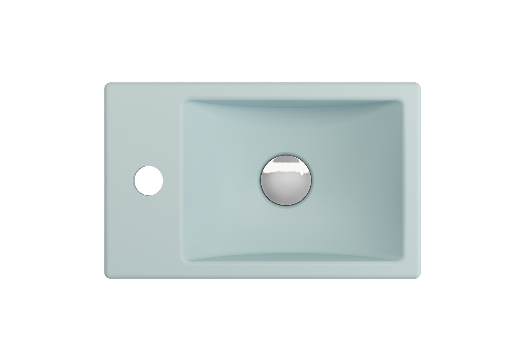 BOCCHI Milano 15" Small Rectangle Wallmount Fireclay Bathroom Sink, Matte Ice Blue, Single Faucet Hole, 1418-029-0126
