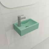 BOCCHI Milano 15" Small Rectangle Wallmount Fireclay Bathroom Sink, Matte Mint Green, Single Faucet Hole, 1418-033-0126