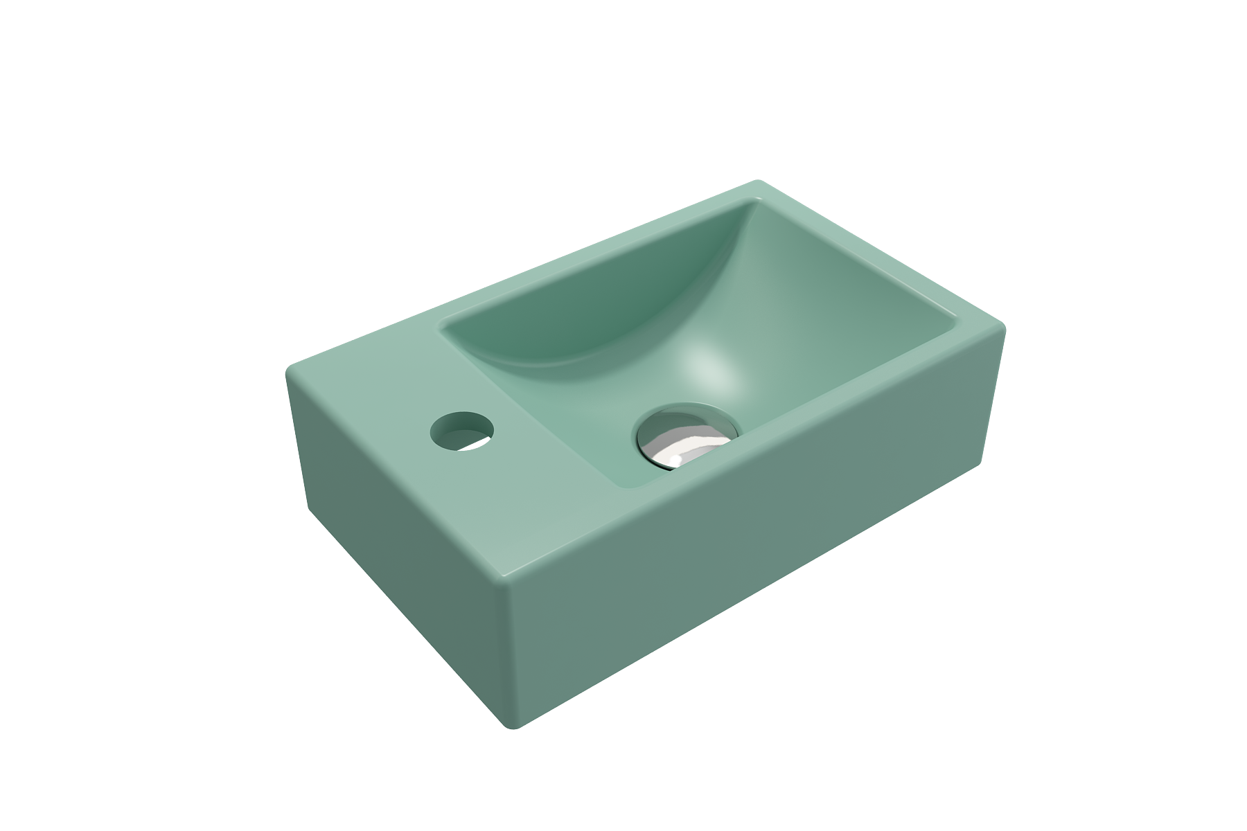 BOCCHI Milano 15" Small Rectangle Wallmount Fireclay Bathroom Sink, Matte Mint Green, Single Faucet Hole, 1418-033-0126