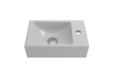 BOCCHI Milano Small 15" Rectangle Wallmount Fireclay Bathroom Sink, Matte White, Single Faucet Hole, 1419-002-0126