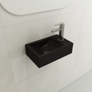 Alternate Image for BOCCHI Milano Small 15" Rectangle Wallmount Fireclay Bathroom Sink, Matte Black, Single Faucet Hole, 1419-004-0126