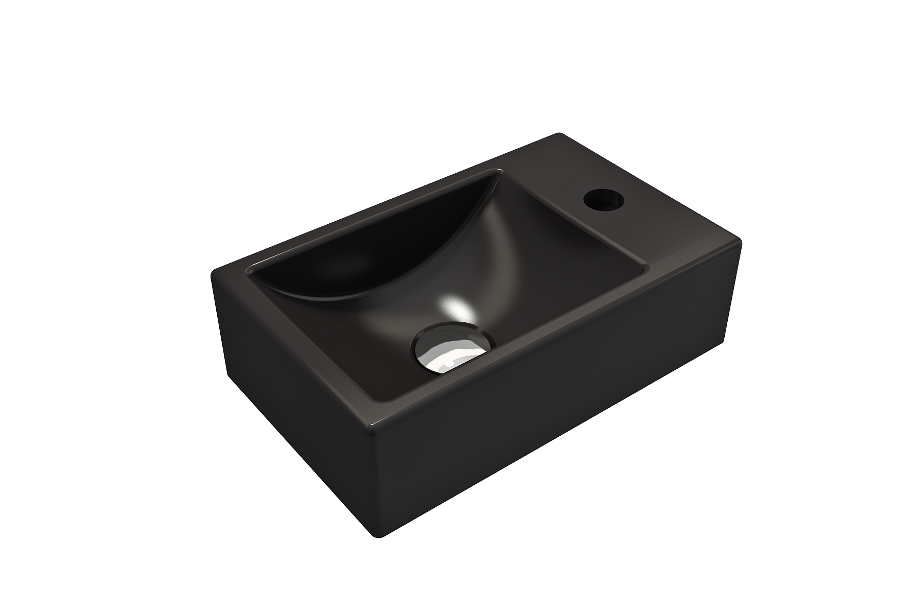 BOCCHI Milano Small 15" Rectangle Wallmount Fireclay Bathroom Sink, Matte Black, Single Faucet Hole, 1419-004-0126
