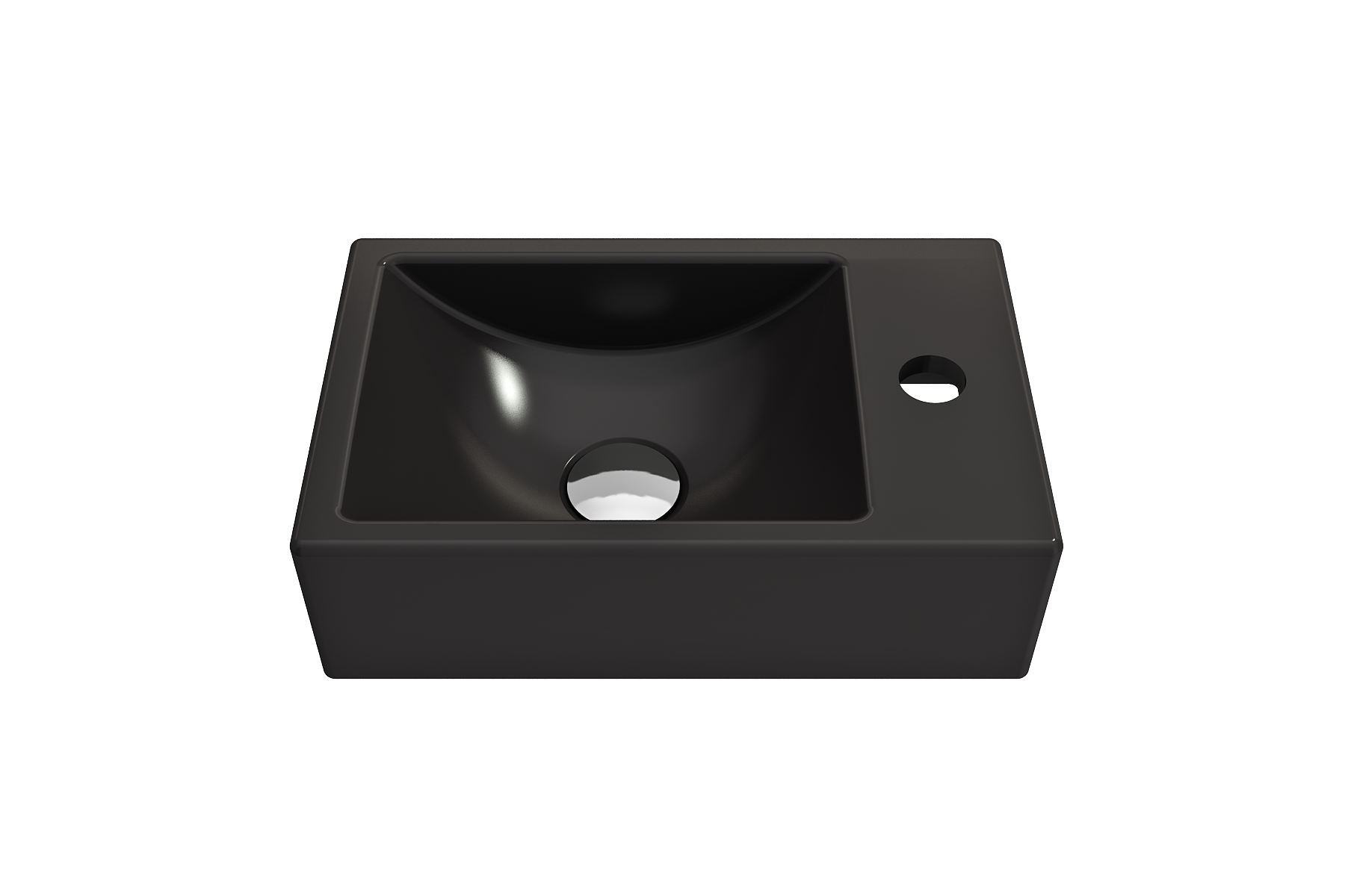 BOCCHI Milano Small 15" Rectangle Wallmount Fireclay Bathroom Sink, Matte Black, Single Faucet Hole, 1419-004-0126