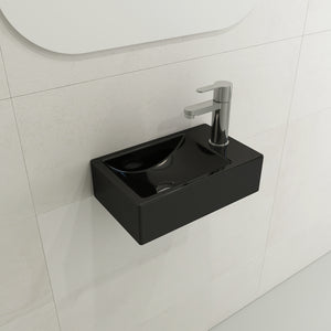 Alternate Image for BOCCHI Milano Small 15" Rectangle Wallmount Fireclay Bathroom Sink, Black, Single Faucet Hole, 1419-005-0126