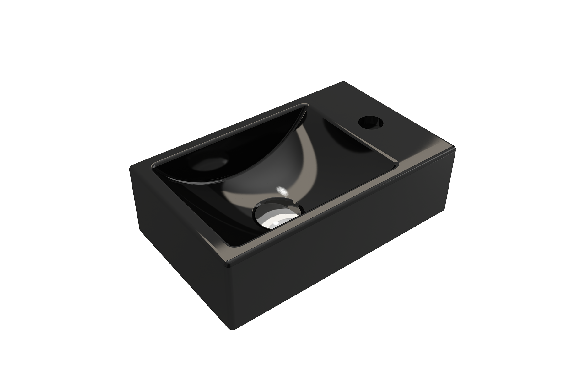 BOCCHI Milano Small 15" Rectangle Wallmount Fireclay Bathroom Sink, Black, Single Faucet Hole, 1419-005-0126