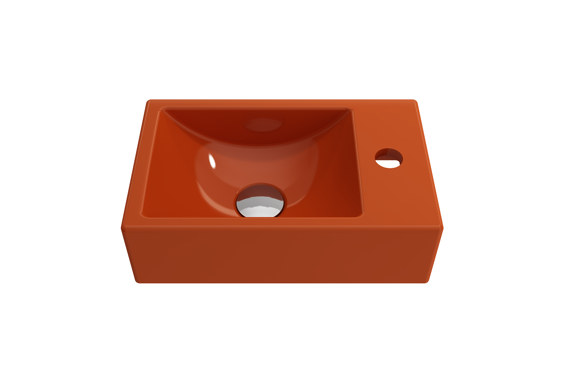 BOCCHI Milano Small 15" Rectangle Wallmount Fireclay Bathroom Sink, Orange, Single Faucet Hole, 1419-012-0126