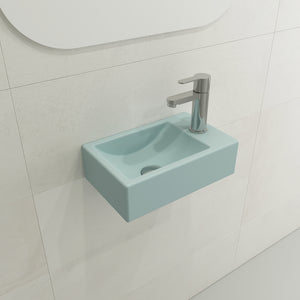 Alternate Image for BOCCHI Milano Small 15" Rectangle Wallmount Fireclay Bathroom Sink, Matte Ice Blue, Single Faucet Hole, 1419-029-0126