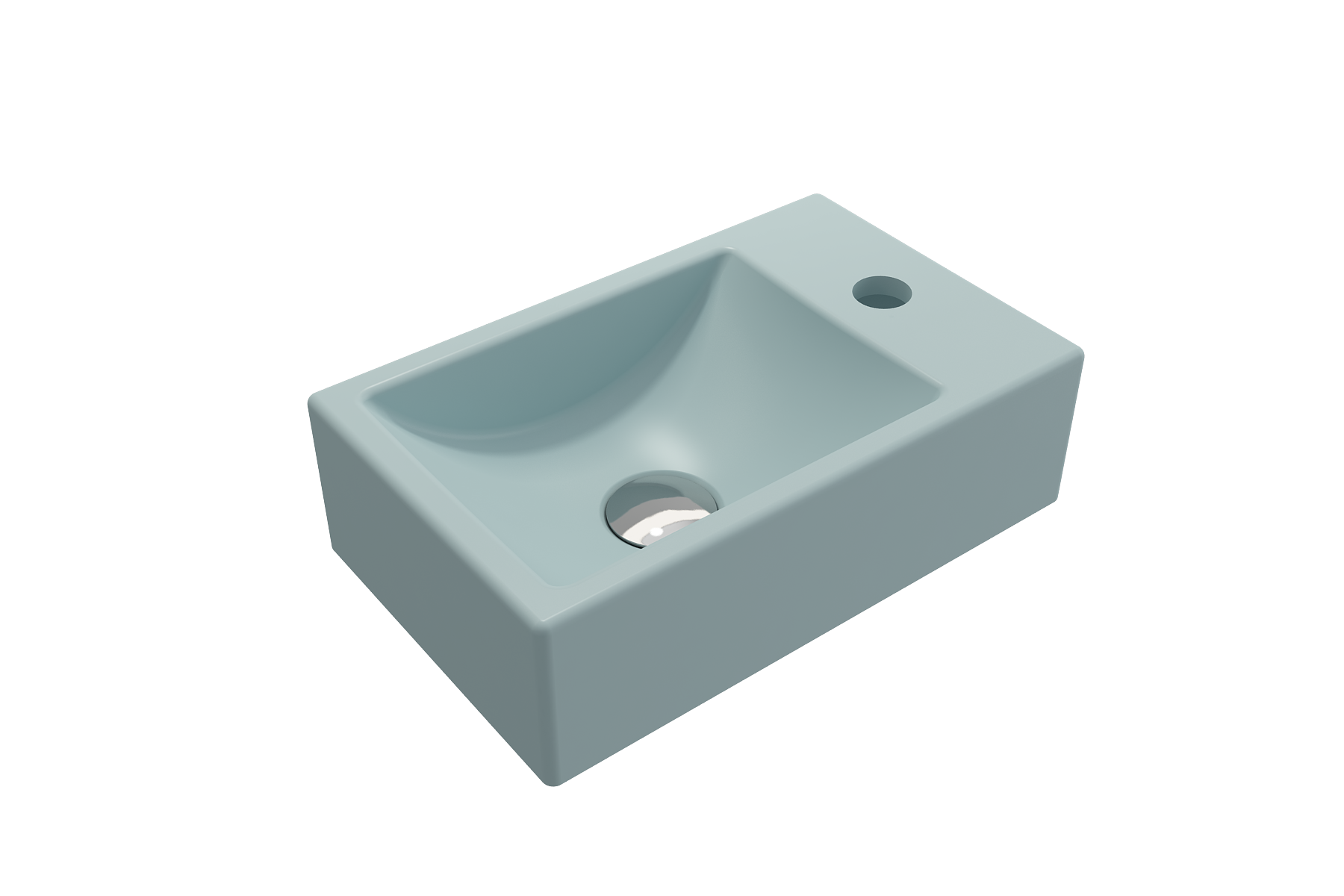 BOCCHI Milano Small 15" Rectangle Wallmount Fireclay Bathroom Sink, Matte Ice Blue, Single Faucet Hole, 1419-029-0126