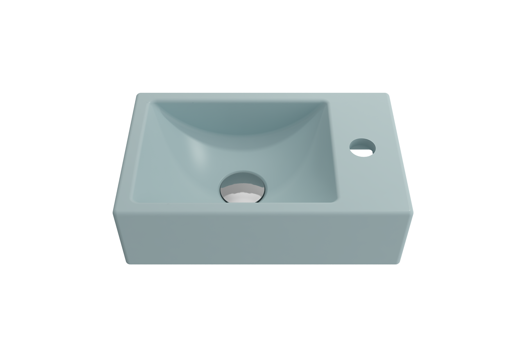 BOCCHI Milano Small 15" Rectangle Wallmount Fireclay Bathroom Sink, Matte Ice Blue, Single Faucet Hole, 1419-029-0126