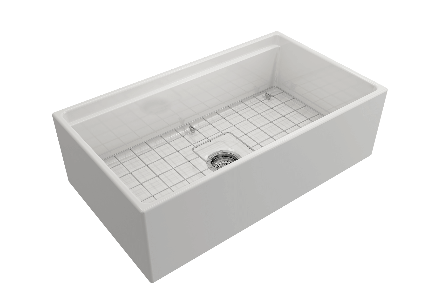 BOCCHI Contempo 33" Fireclay Workstation Farmhouse Sink Kit with Faucet and Accessories, White (sink) / Stainless Steel (faucet), 1504-001-2020SS