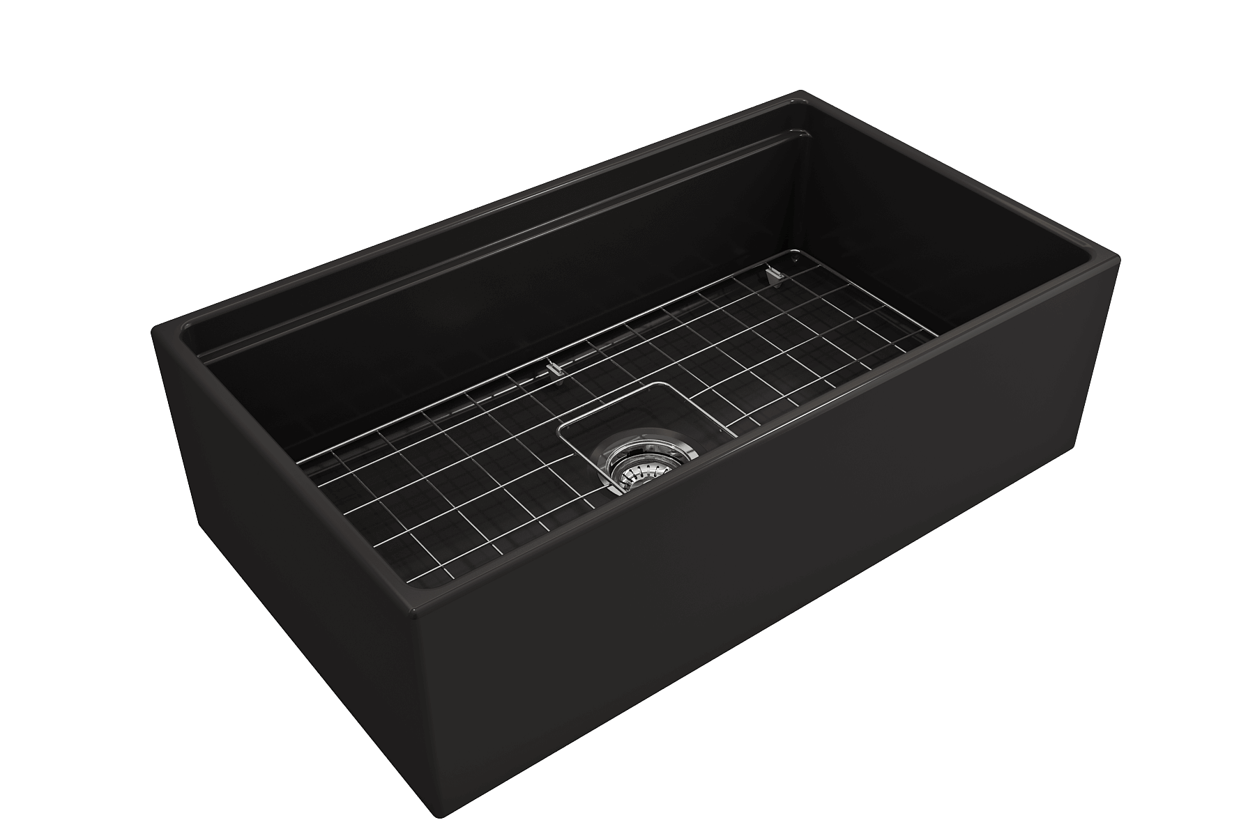 BOCCHI Contempo 33" Fireclay Workstation Farmhouse Sink Kit with Faucet and Accessories, Matte Black (sink) / Matte Black (faucet), 1504-004-2020MB
