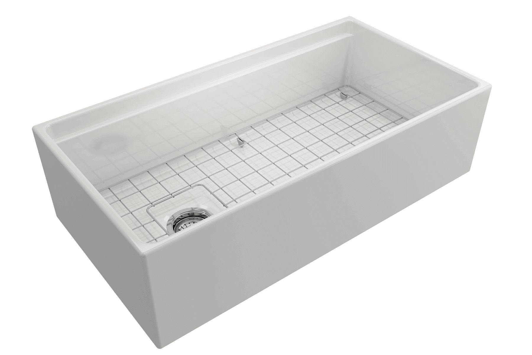 BOCCHI Contempo 36" Fireclay Workstation Farmhouse Sink Kit with Faucet and Accessories, White (sink) / Chrome (faucet), 1505-001-2020CH