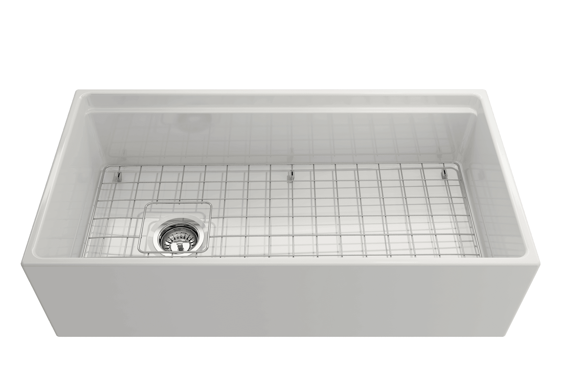BOCCHI Contempo 36" Fireclay Workstation Farmhouse Sink Kit with Faucet and Accessories, White (sink) / Chrome (faucet), 1505-001-2020CH
