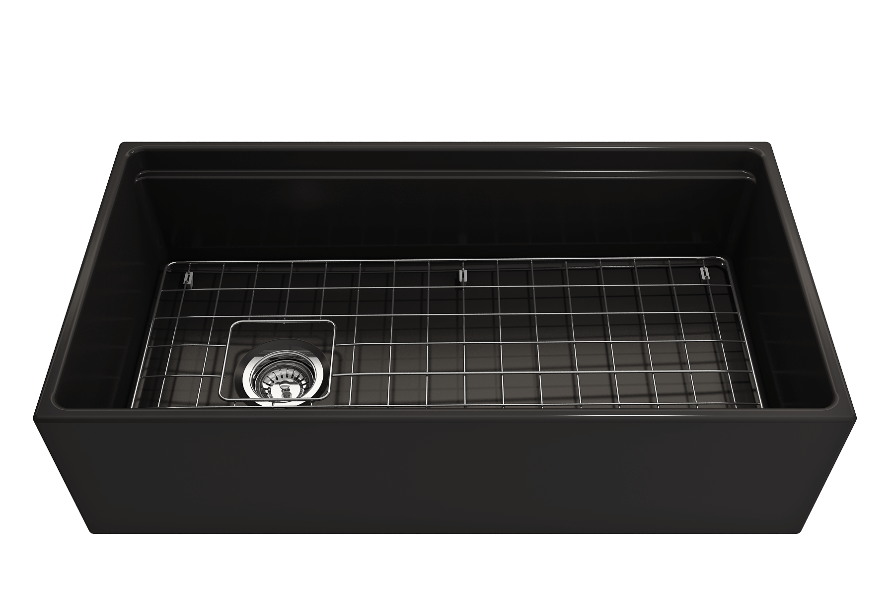 BOCCHI Contempo 36" Fireclay Workstation Farmhouse Sink Kit with Faucet and Accessories, Matte Black (sink) / Matte Black (faucet), 1505-004-2020MB