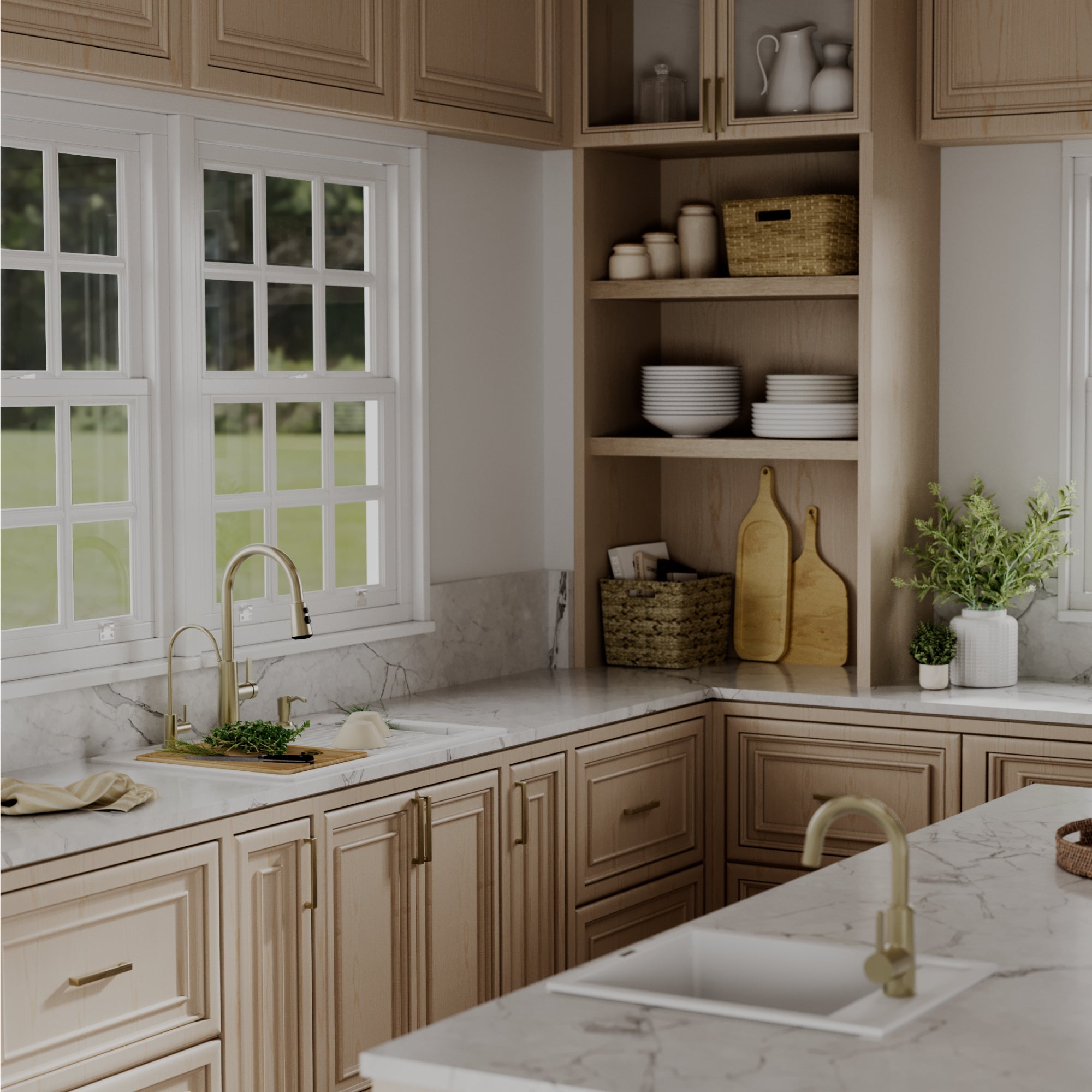 Karran 33 quartz composite workstation kitchen sink white lifestyle image