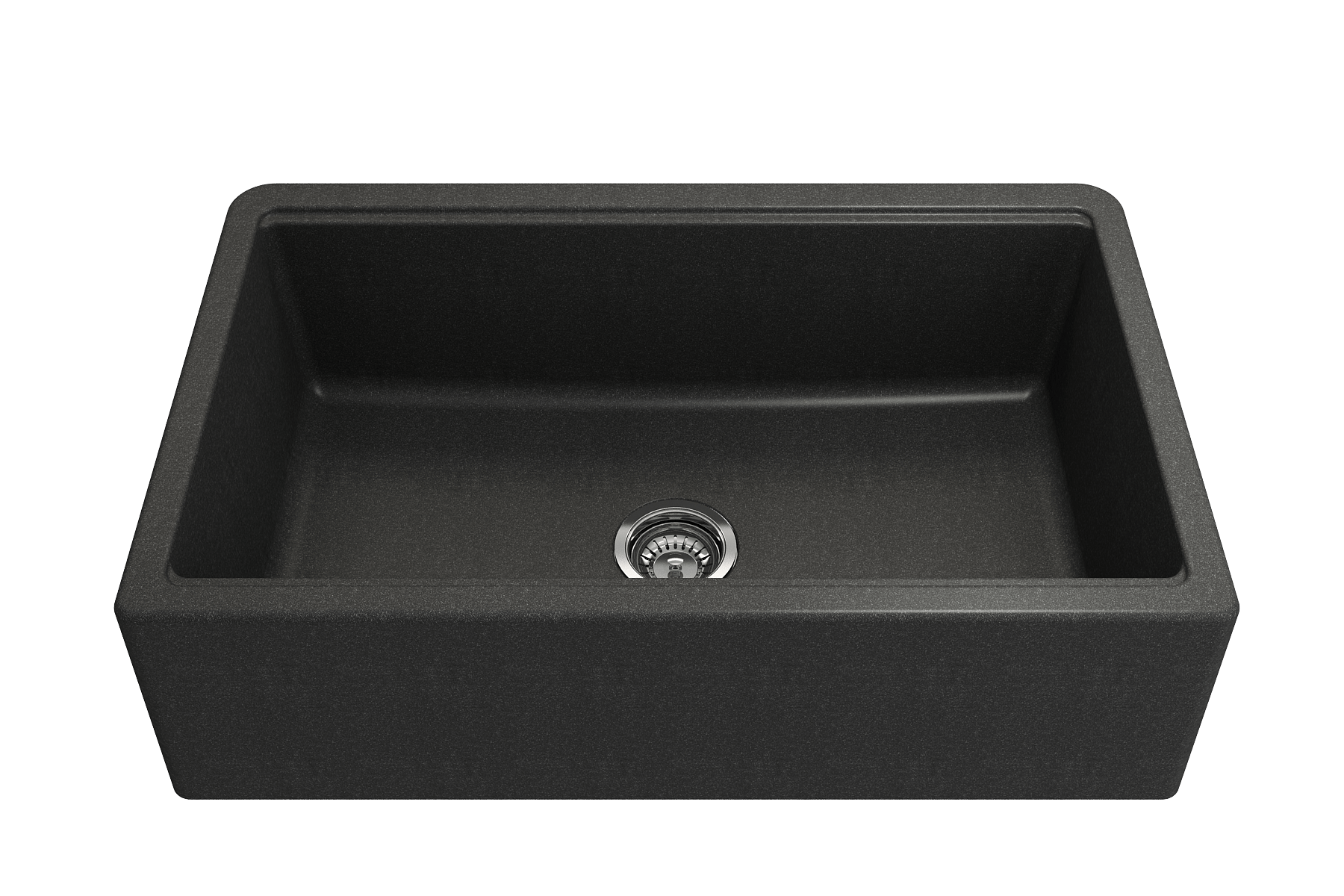 BOCCHI Arona 33" Granite Workstation Farmhouse Sink Kit with Faucet and Accessories, Metallic Black (sink) / Stainless Steel (faucet), 1600-505-2020SS