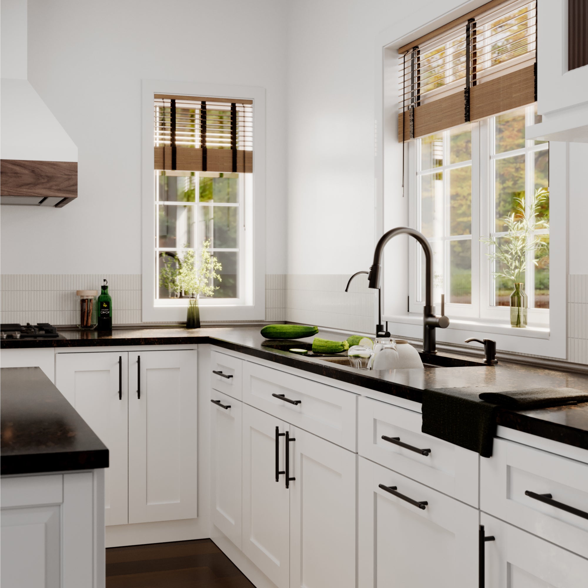 Karran 32 quartz composite workstation kitchen sink brown lifestyle image