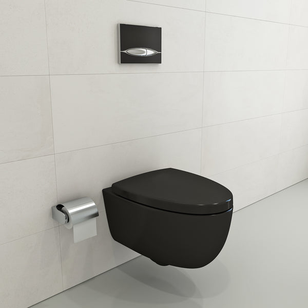 BOCCHI Milano Wall-hung Elongated Toilet Bowl Matte Black, 1632-004-0129