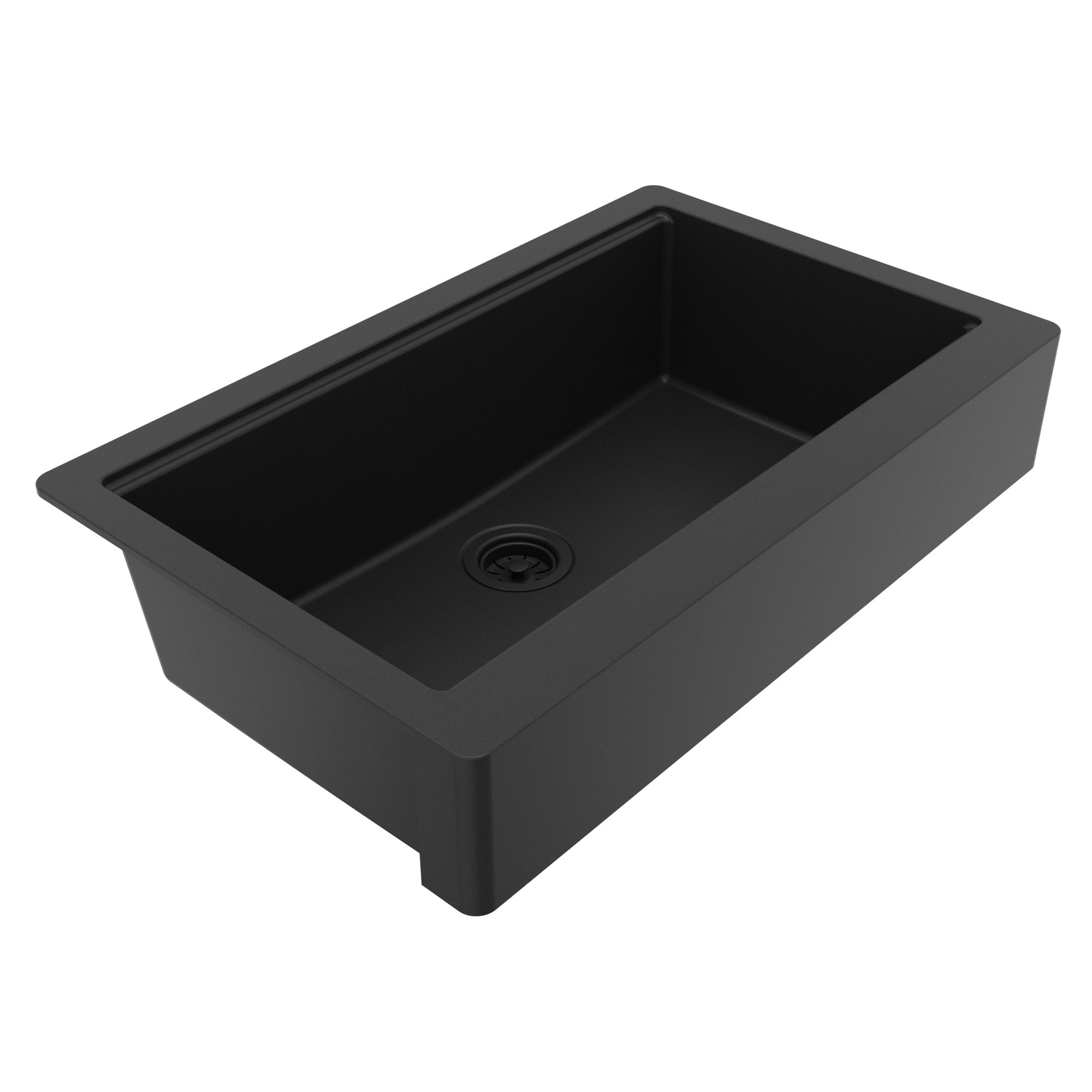 Karran 34 quartz composite retrofit workstation farmhouse sink black product image