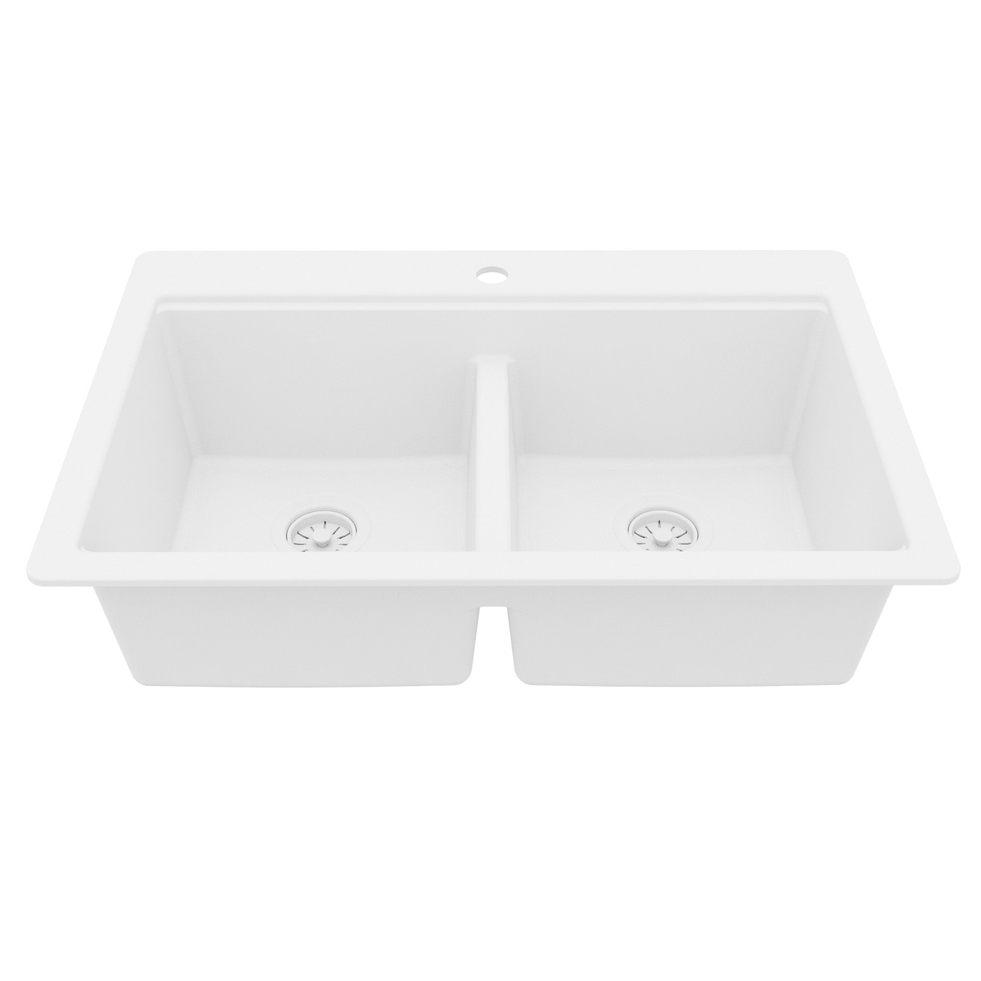 Karran 33 quartz composite workstation kitchen sink 50/50 double bowl white product image