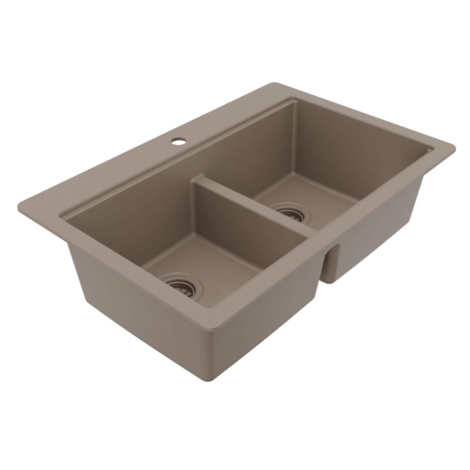 Karran 33 quartz composite workstation kitchen sink 50/50 double bowl concrete product image