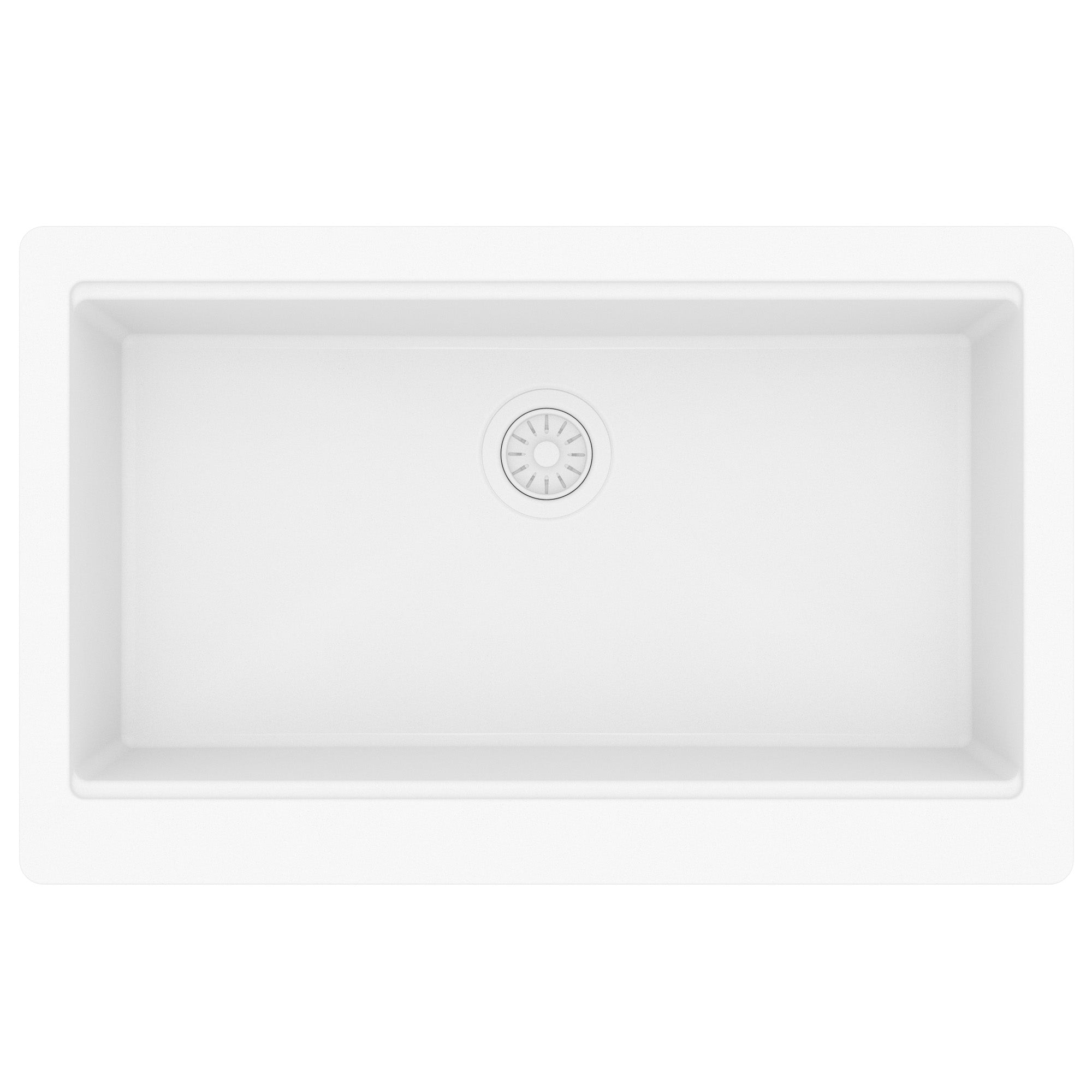 Karran 34 quartz composite retrofit workstation farmhouse sink white product image
