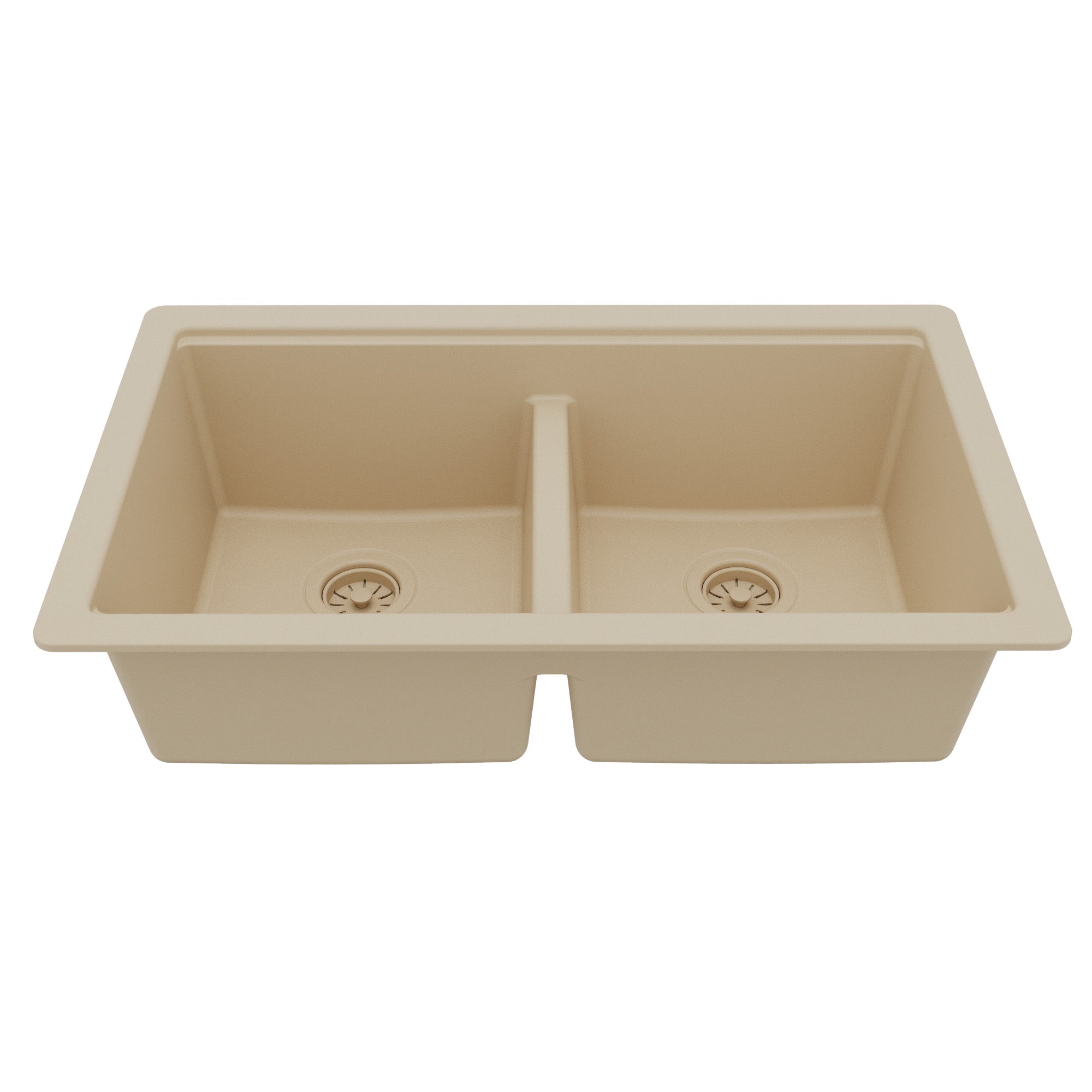 Karran 32 quartz composite workstation kitchen sink 50/50 double bowl bisque product image