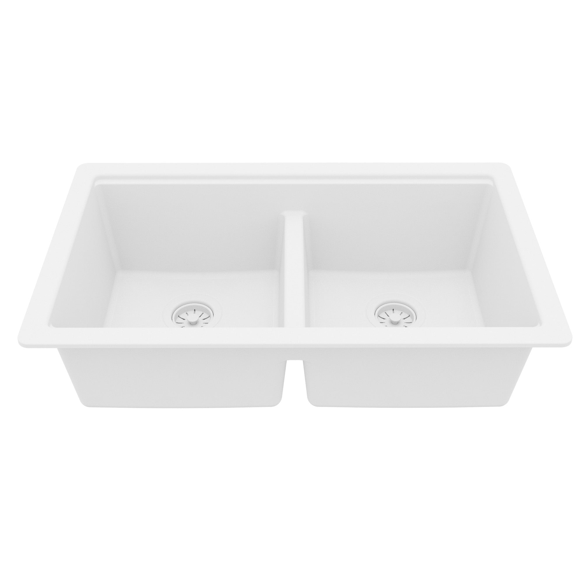 Karran 32 quartz composite workstation kitchen sink 50/50 double bowl white product image