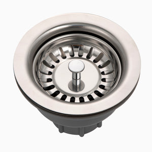 Alternate Image for Houzer 3-1/2" Basket Strainer Drain in Antique Satin - Stainless Steel & Plastic, 20 Gauge, Polished Satin, 190-9180 PS