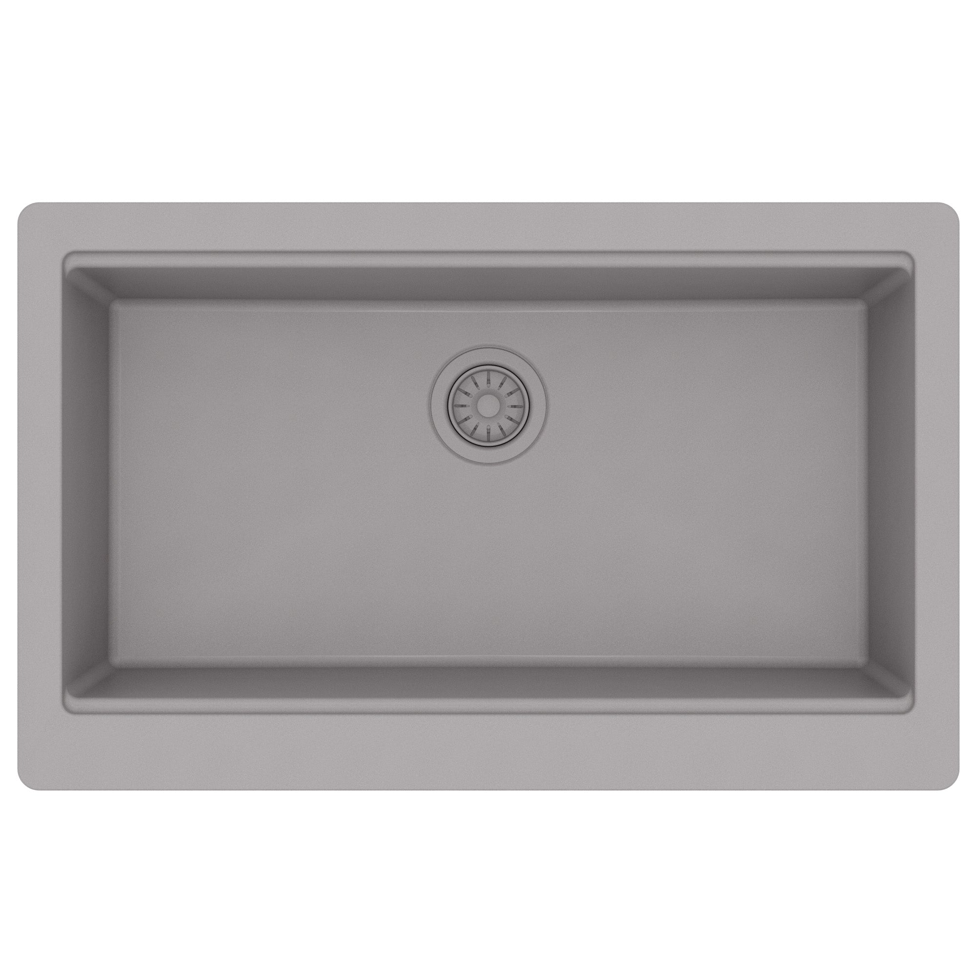 Karran 34 quartz composite retrofit workstation farmhouse sink grey product image