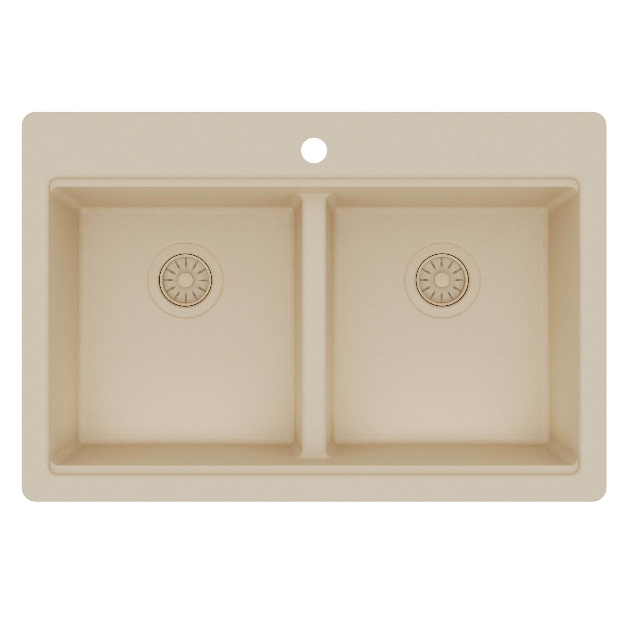 Karran 33 quartz composite workstation kitchen sink 50/50 double bowl bisque product image