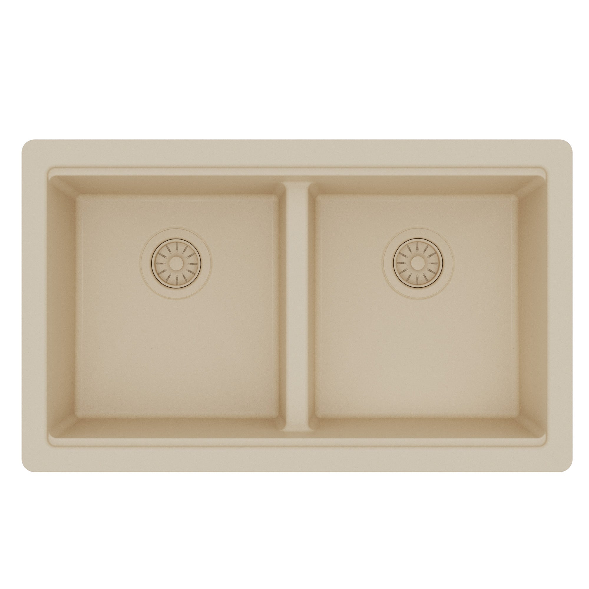 Karran 32 quartz composite workstation kitchen sink 50/50 double bowl bisque product image