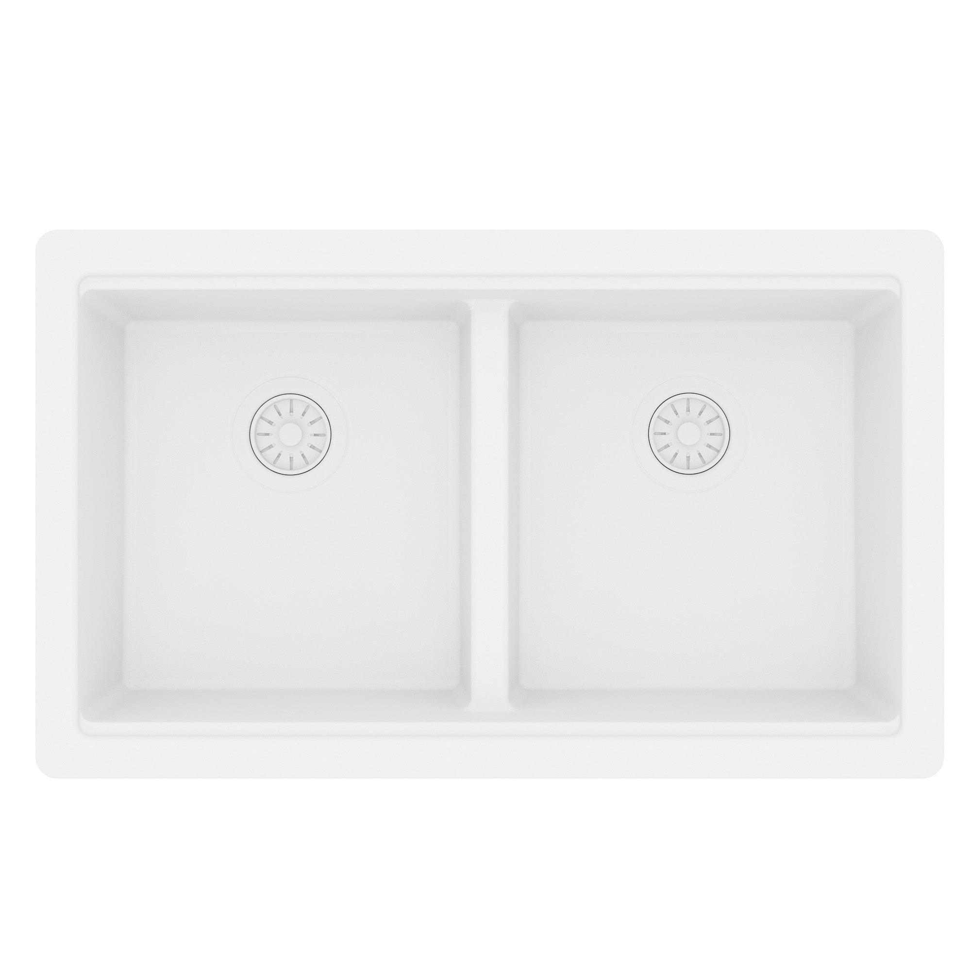 Karran 32 quartz composite workstation kitchen sink 50/50 double bowl white product image