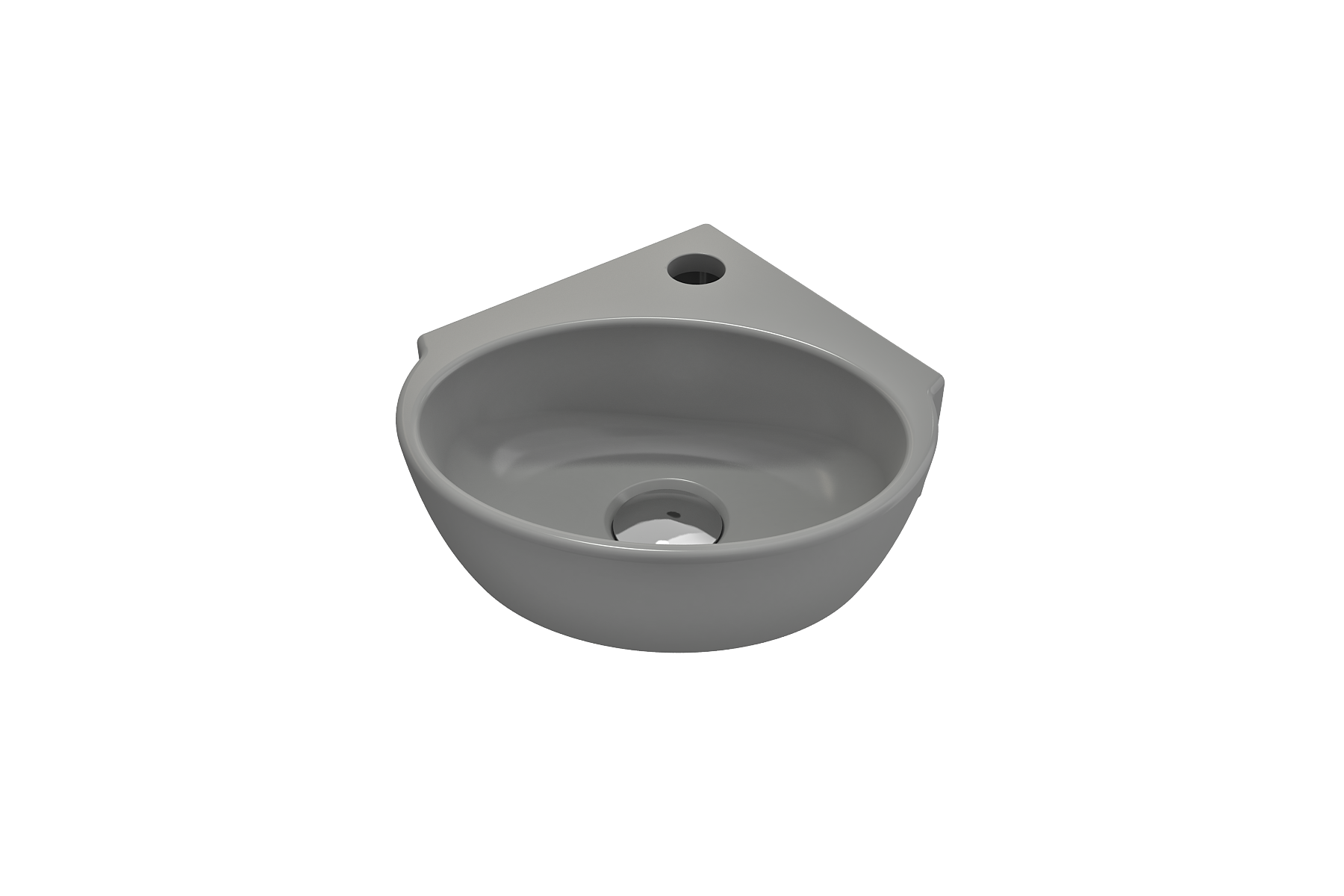 BOCCHI Milano 13" Oval Corner Fireclay Bathroom Sink, Matte Gray, Single Faucet Hole, 1392-006-0126
